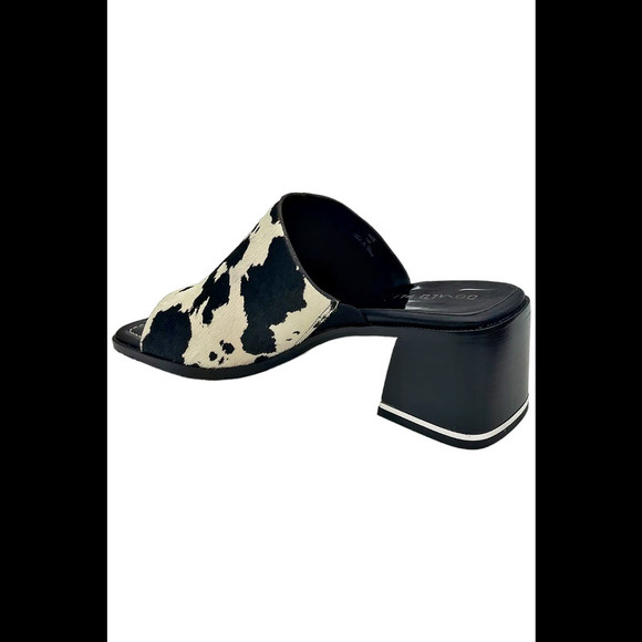 Donald Pliner Women's Haze Cow Print Calf Hair Sandals Bone/Black - Medium - Picture 3 of 3